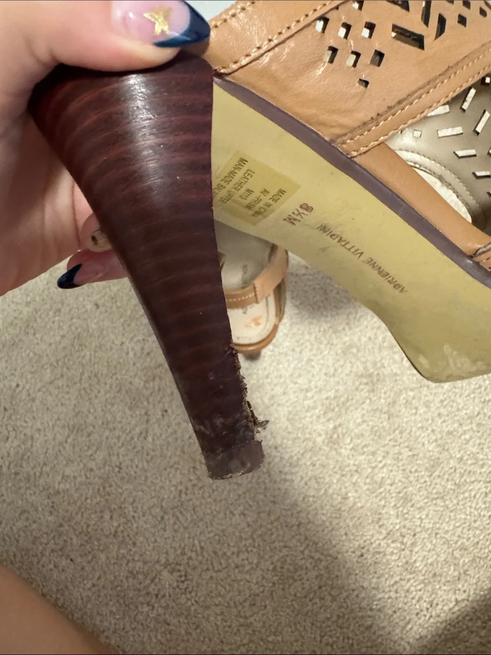 Adrienne Vittadini Tan Cutout Slingback High Heels